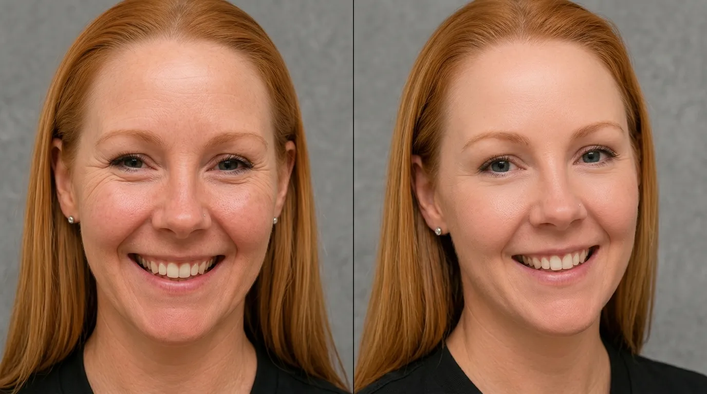 Before and after Botox treatment results showing reduced wrinkles and smoother facial skin
