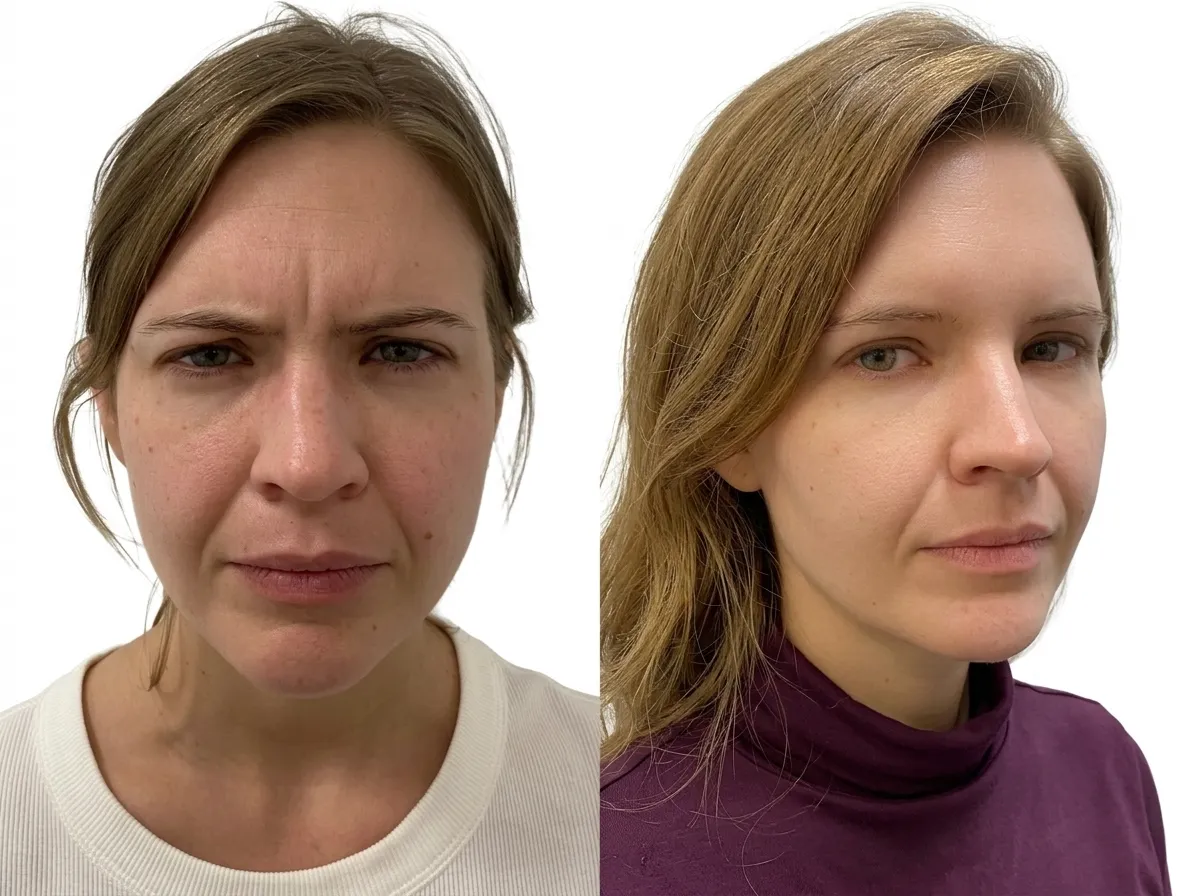 Natural-looking Botox results for frown lines with controlled muscle relaxation and balanced facial appearance