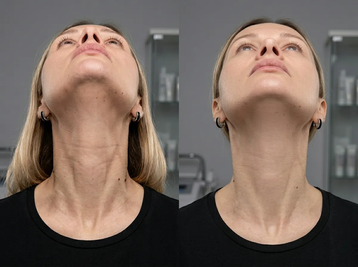 Nefertiti Neck Lift results, including treatment longevity, recovery process, and neck rejuvenation effects