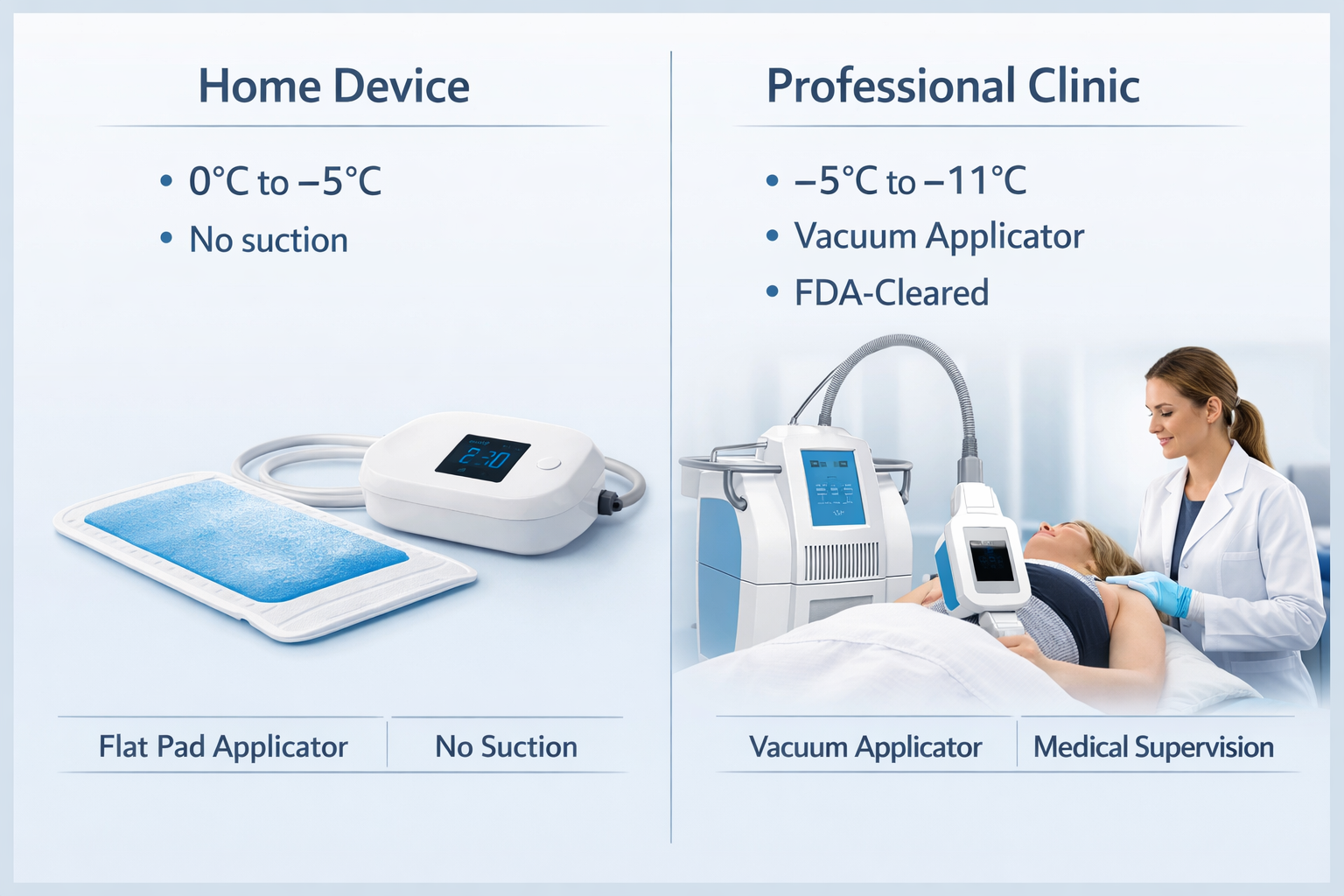 Comparison of home fat freezing device versus professional cryolipolysis clinic treatment