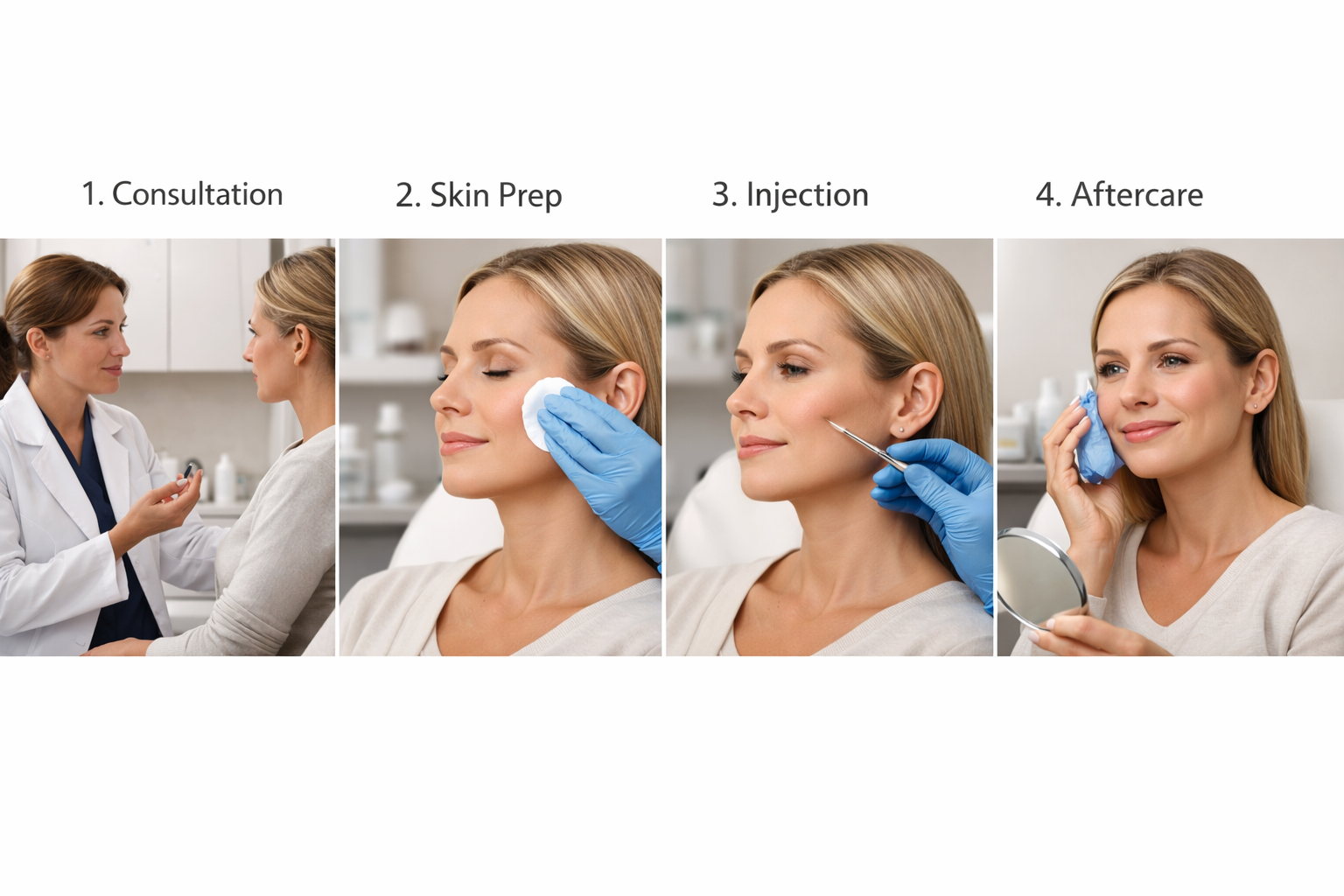 Step-by-step process of a cheek Botox appointment from consultation to aftercare