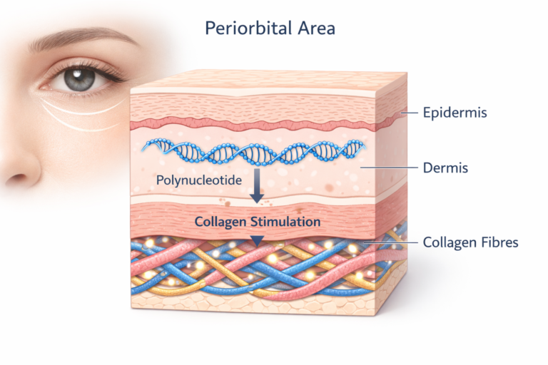 Lumi Eyes polynucleotide skin booster under-eye rejuvenation illustration