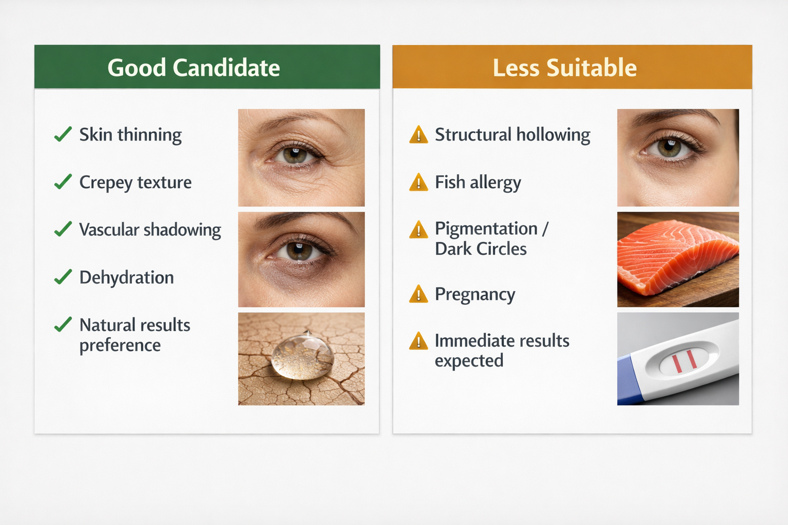 Lumi Eyes good candidate versus less suitable patient criteria fact cards