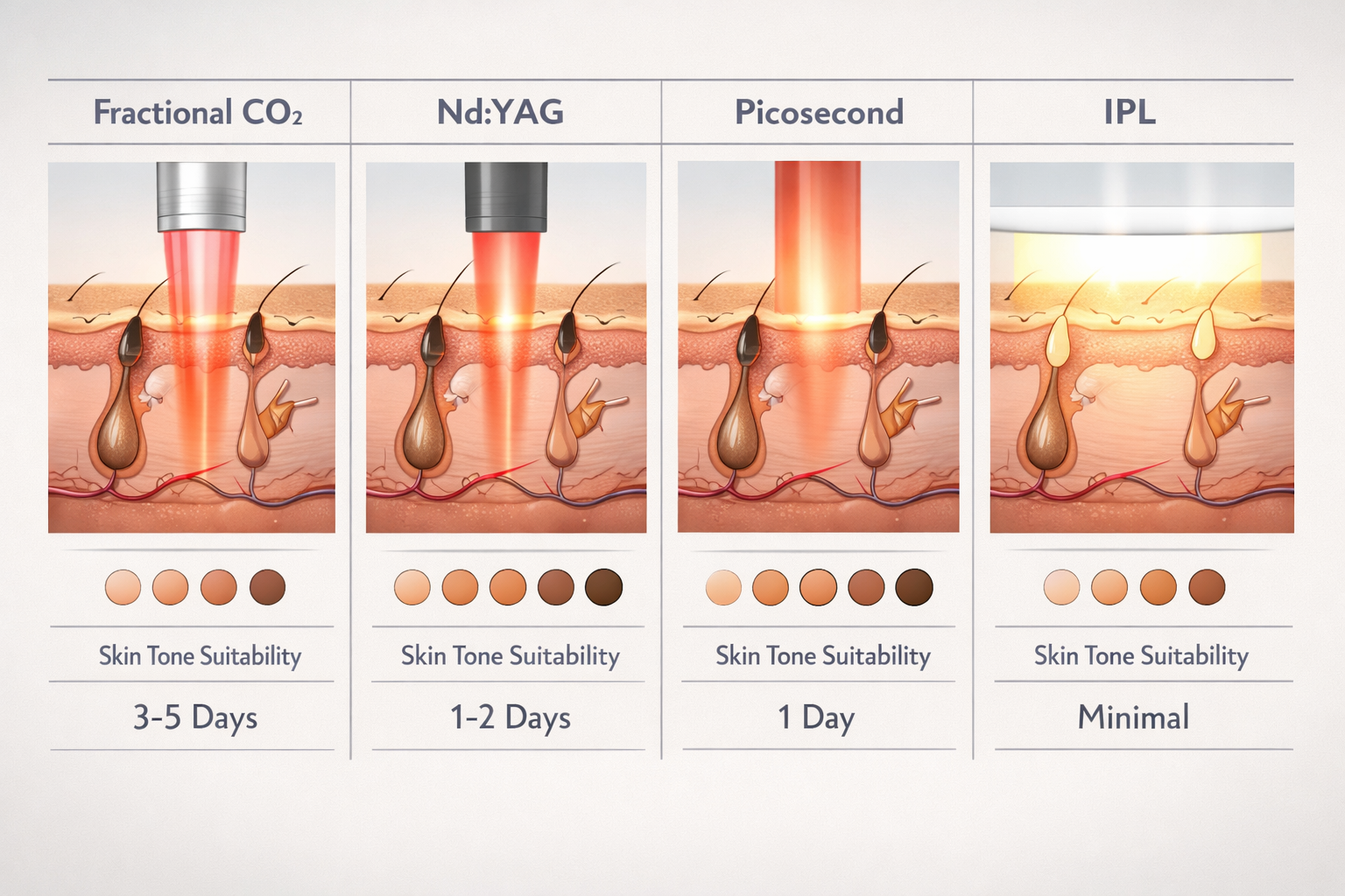 Comparison of fractional CO2, Nd:YAG, picosecond and IPL lasers for blackhead removal