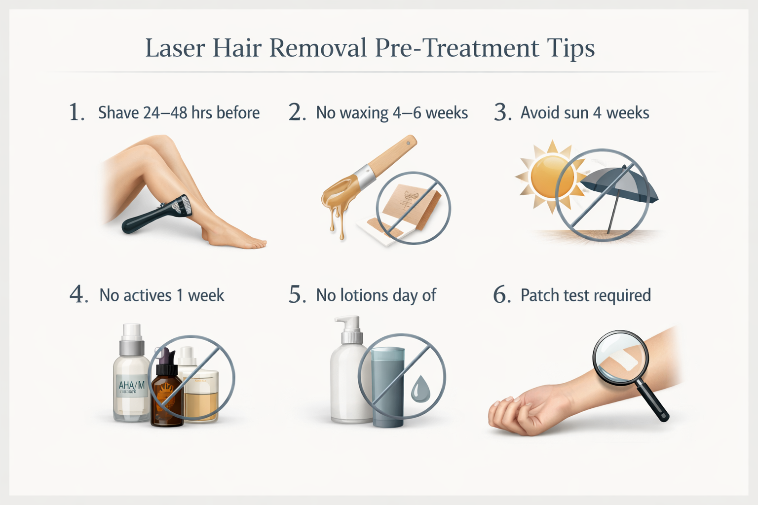 Pre-treatment preparation checklist for back laser hair removal