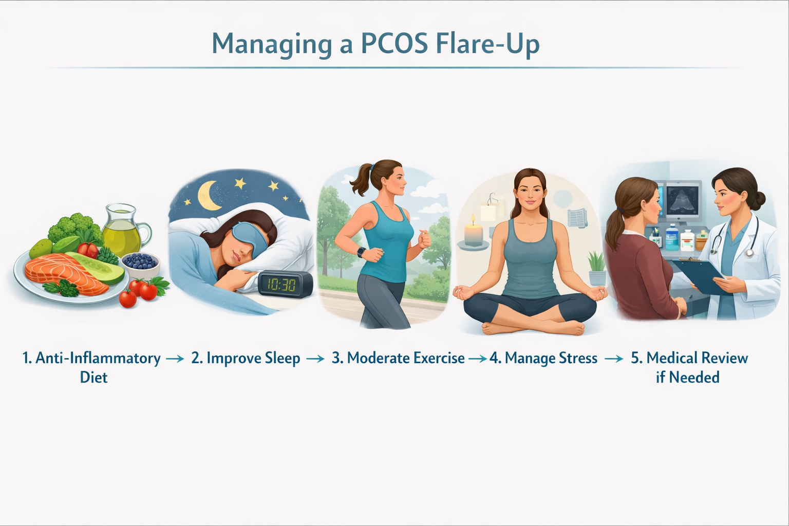 Step-by-step guide to managing a PCOS flare-up through lifestyle and medical support