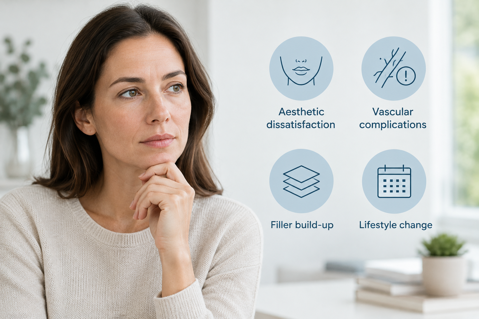 Infographic showing four common reasons patients choose to dissolve lip filler